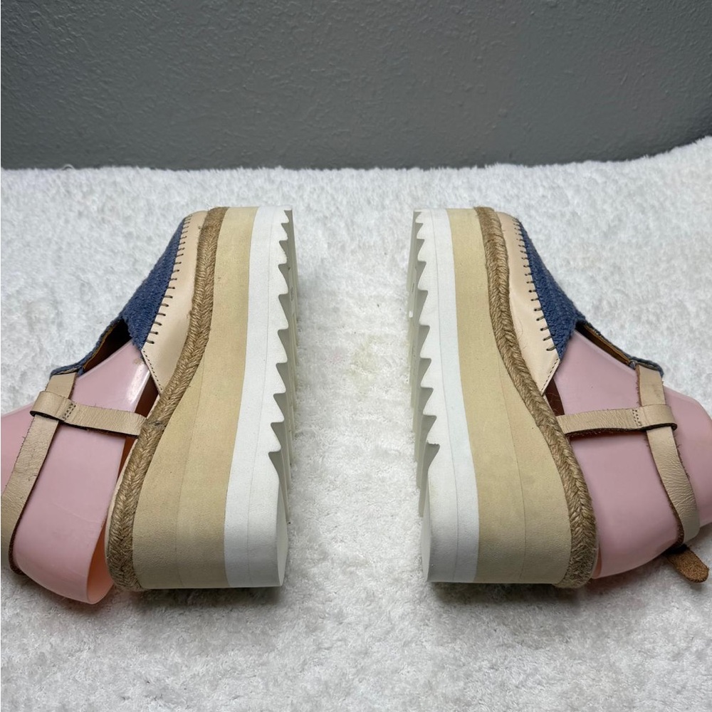Free People Morning In Mykonos Crochet Espadrille Platform Wedges Seascape W 9 - Picture 4 of 7